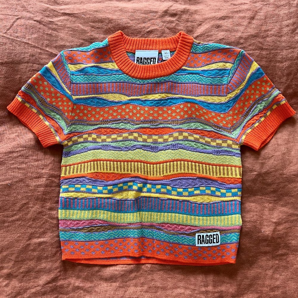 NWT Ragged Priest orange short sleeve knit top XS